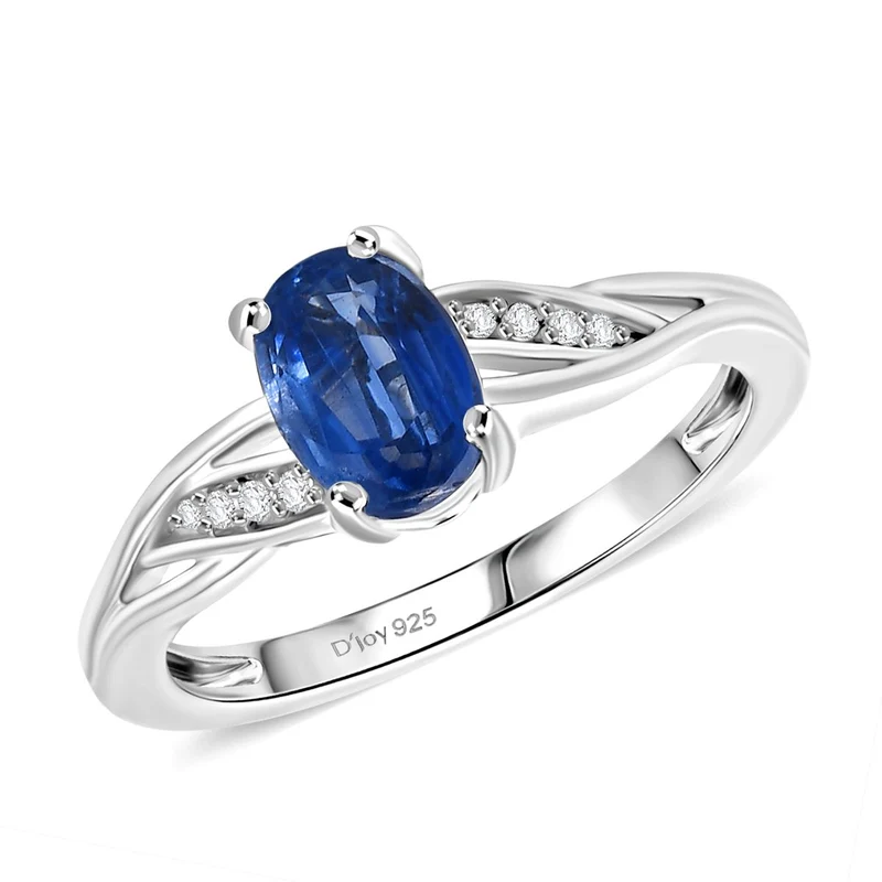 2er Set - D'Joy AA Natürlicher Kaschmir-Kyanit Ring und Anhänger, 925 Silber rhodiniert (Größe 20.00) ca. 2.17 ct