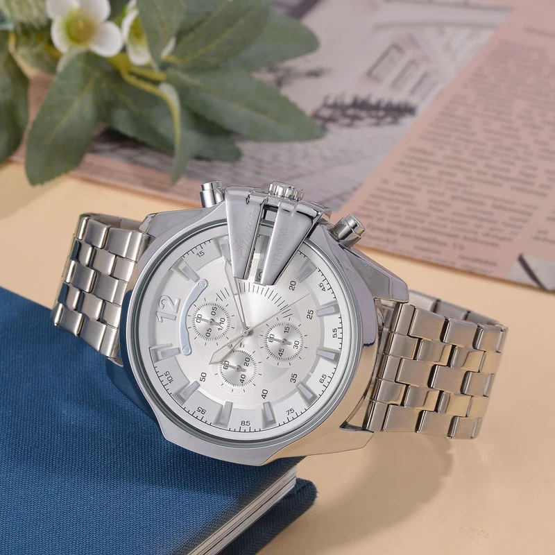 GENOA Japanisches Uhrwerk - Exklusive Uhr mit marineblauem Zifferblatt, Edelstahlkettenband und Dornschließe