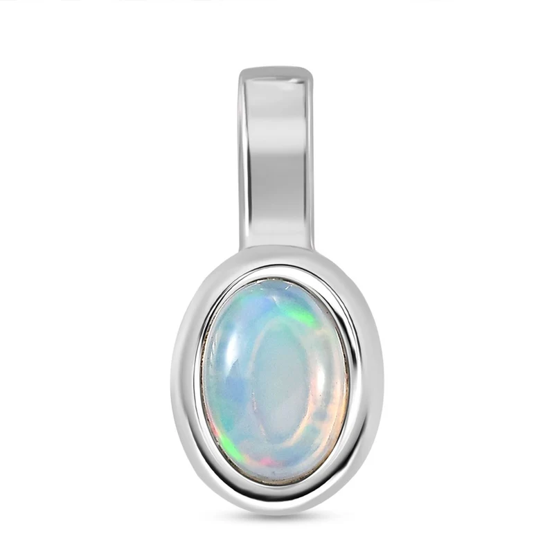 3er Set- AA Natürlicher, äthiopischer Welo Opal Anhänger, Ring und Ohrringe, 925 Silber rhodiniert ca. 1.61 ct