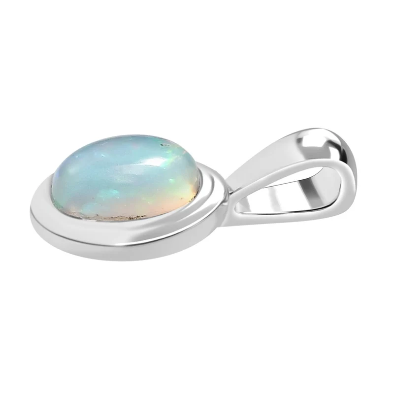 3er Set- AA Natürlicher, äthiopischer Welo Opal Anhänger, Ring und Ohrringe, 925 Silber rhodiniert ca. 1.61 ct