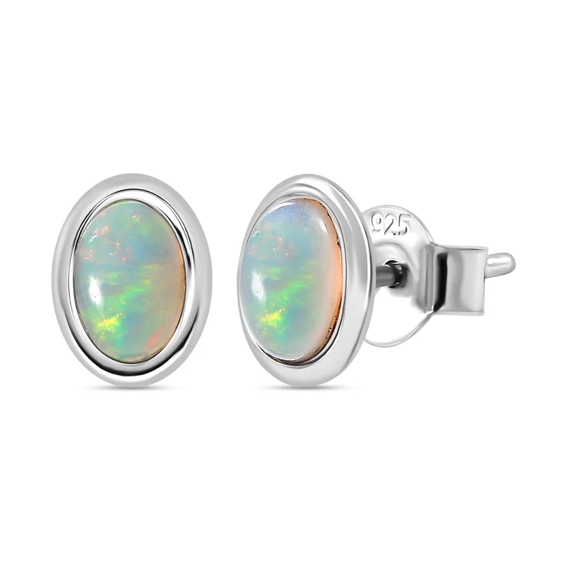3er Set- AA Natürlicher, äthiopischer Welo Opal Anhänger, Ring und Ohrringe, 925 Silber rhodiniert ca. 1.61 ct