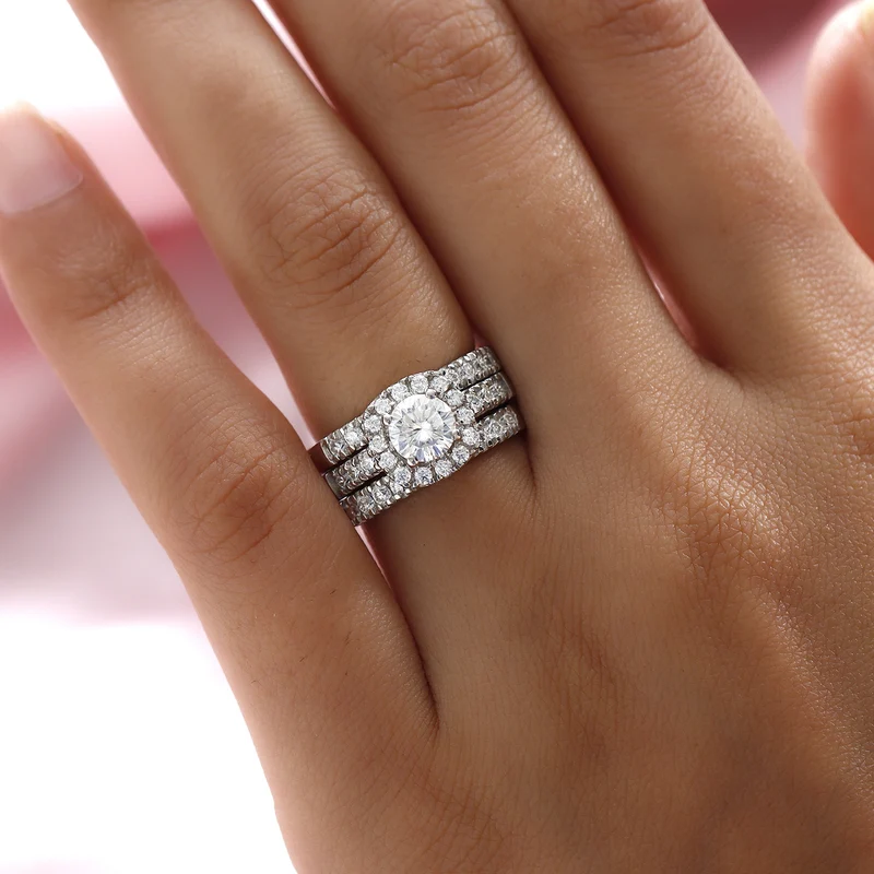 Dreifacher 88 Facetten Moissanit-Ring, ca. 1,78 ct