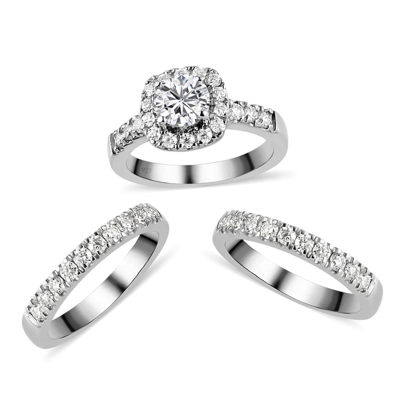 Dreifacher 88 Facetten Moissanit-Ring, ca. 1,78 ct