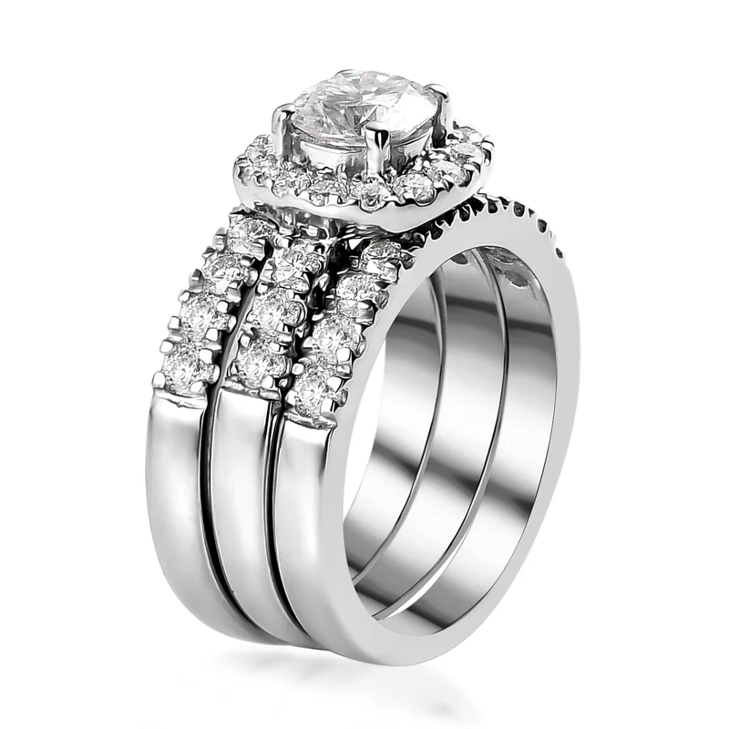 Dreifacher 88 Facetten Moissanit-Ring, ca. 1,78 ct