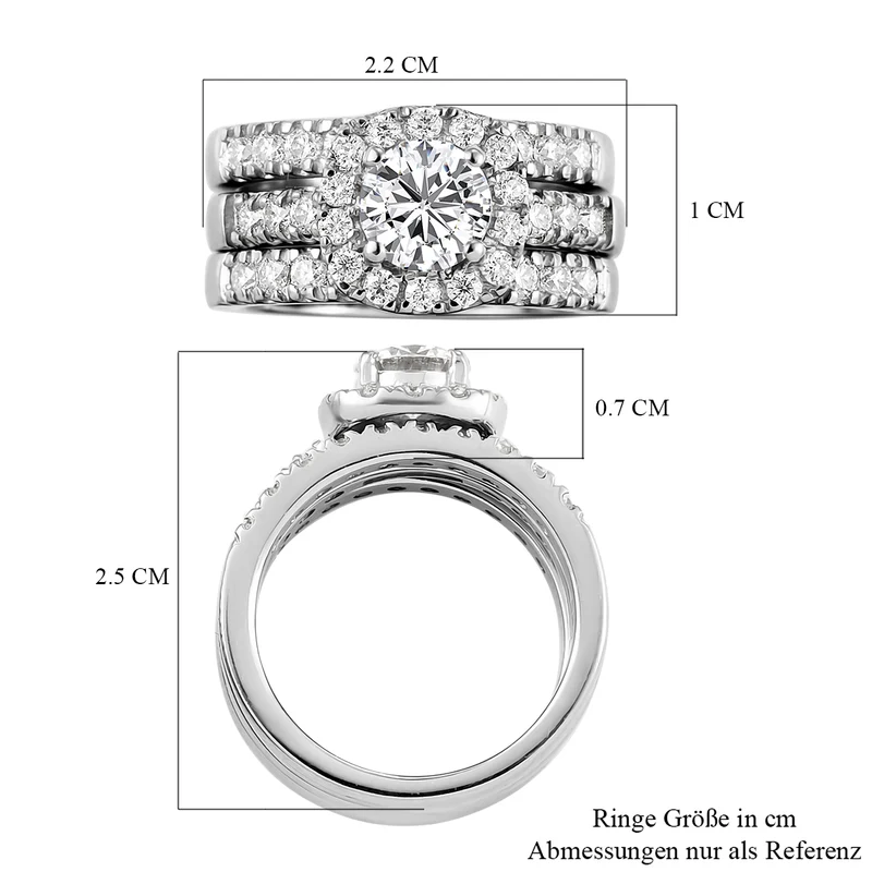 Dreifacher 88 Facetten Moissanit-Ring, ca. 1,78 ct