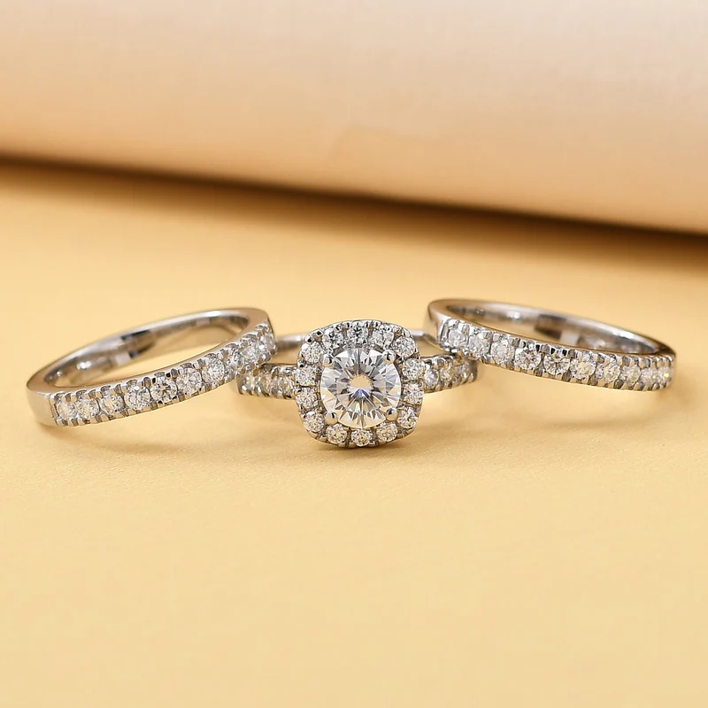 Dreifacher 88 Facetten Moissanit-Ring, ca. 1,78 ct