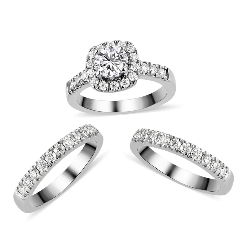 Dreifacher 88 Facetten Moissanit-Ring, ca. 1,78 ct
