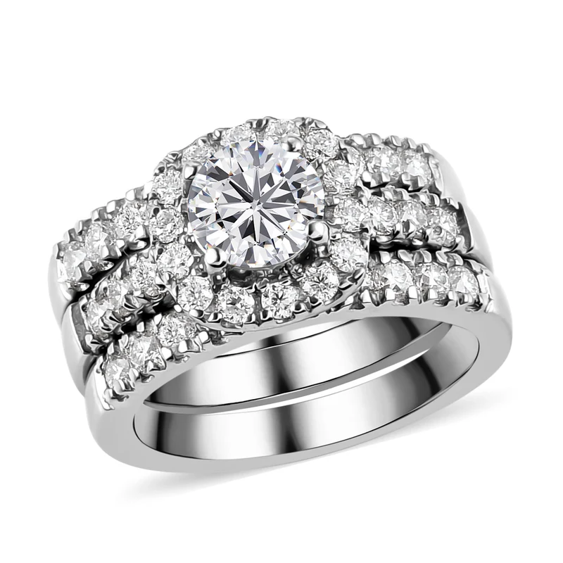 Dreifacher 88 Facetten Moissanit-Ring, ca. 1,78 ct