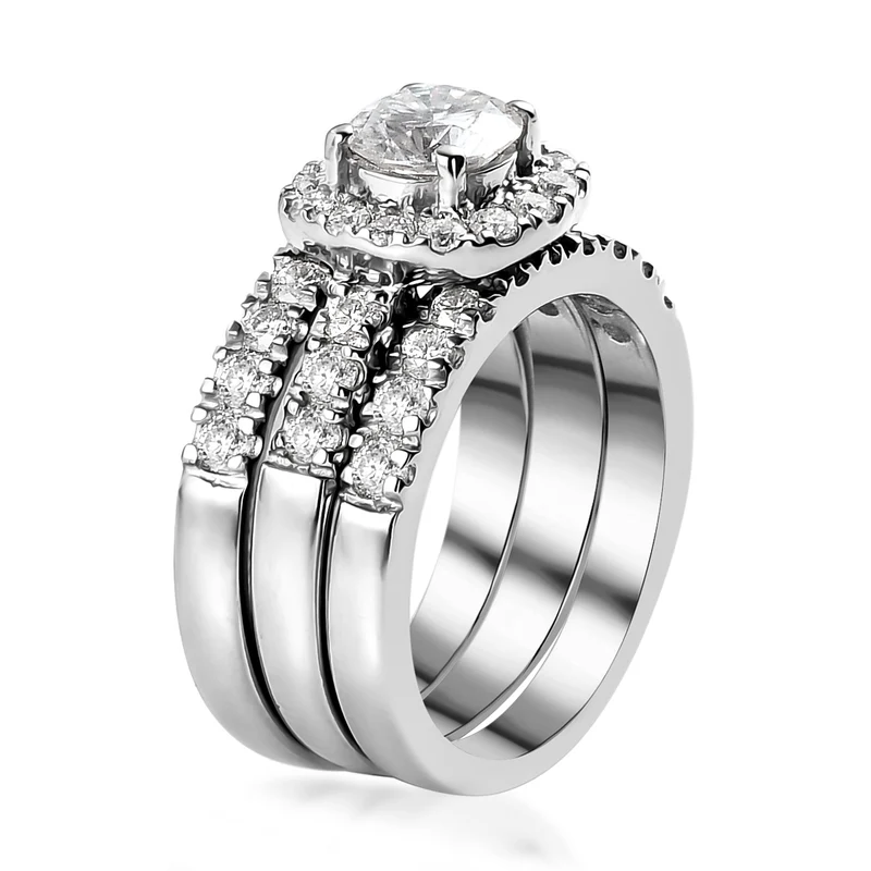 Dreifacher 88 Facetten Moissanit-Ring, ca. 1,78 ct