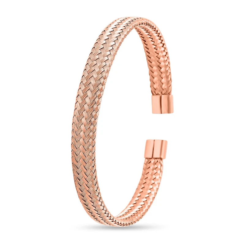 Flexibles Edelstahl Armreif, ca. 12,00g, rosévergoldet