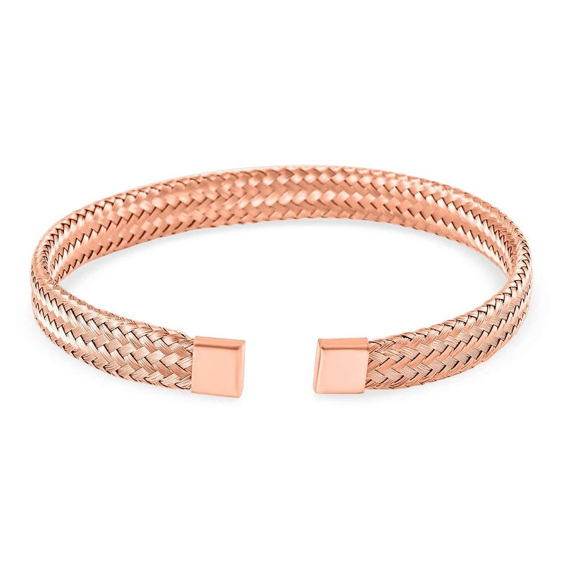 Flexibles Edelstahl Armreif, ca. 12,00g, rosévergoldet