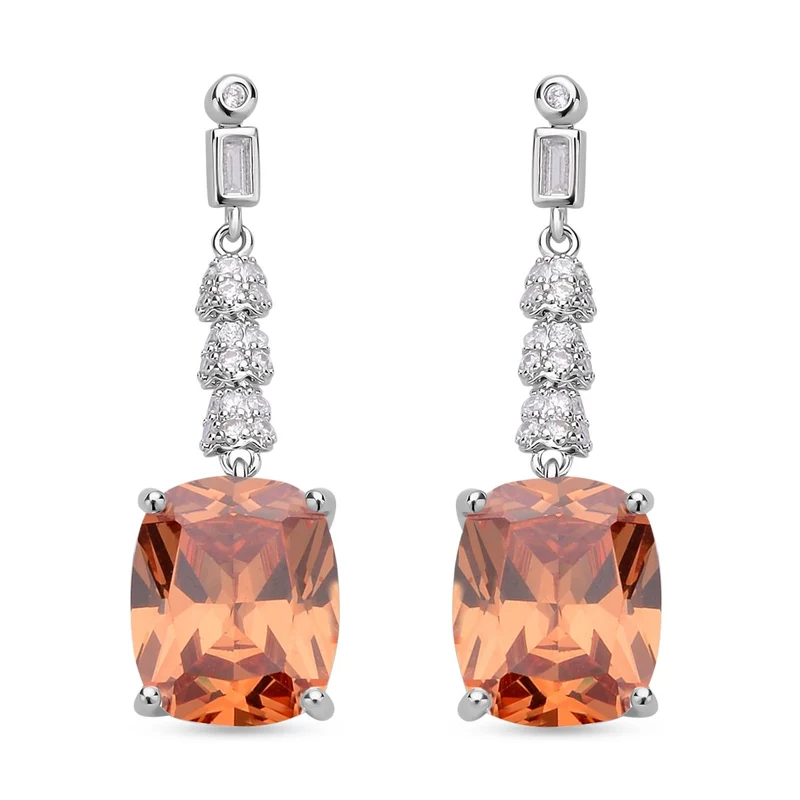 Champagner und weiße Zirkonia Ohrringe, Edelstahl ca. 18.47 ct
