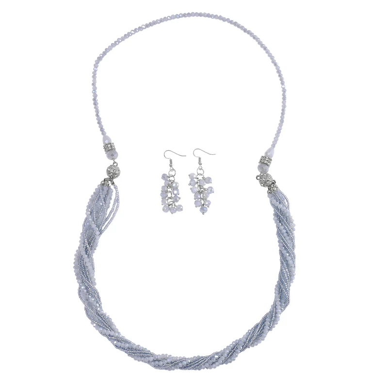 Grauer Kristall, Weißer Kristall Schmuckset