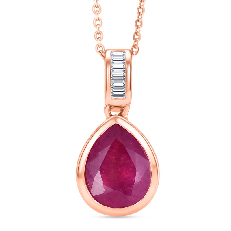 D'Joy Ilakaka Rosa Saphir (Fissure gefüllt), Weißer Diamant Schmuckset ca. 50 cm 925 Silber 750 Roségold vermeil ca. 3.57 ct