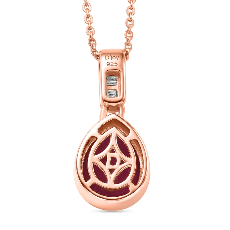 D'Joy Ilakaka Rosa Saphir (Fissure gefüllt), Weißer Diamant Schmuckset ca. 50 cm 925 Silber 750 Roségold vermeil ca. 3.57 ct