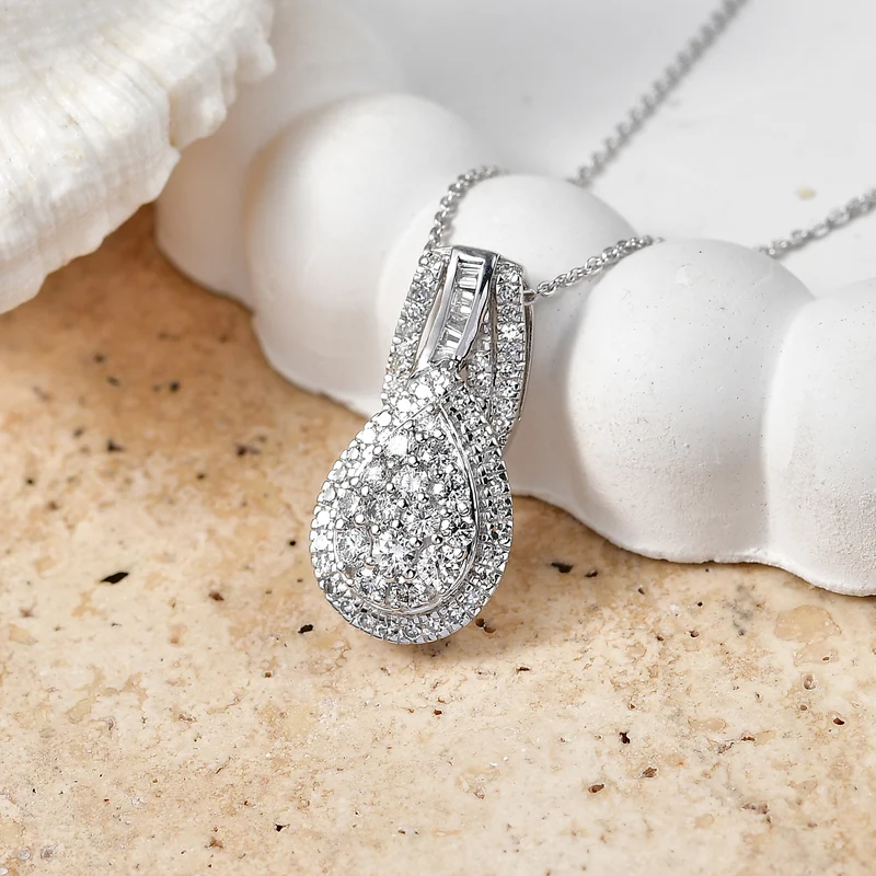 LUXURIANT DIAMOND - Lab Grown Diamant SI-GH SGL zertifiziert Schmuckset ca. 50 cm 925 Silber Rhodiniert ca. 1.00 ct