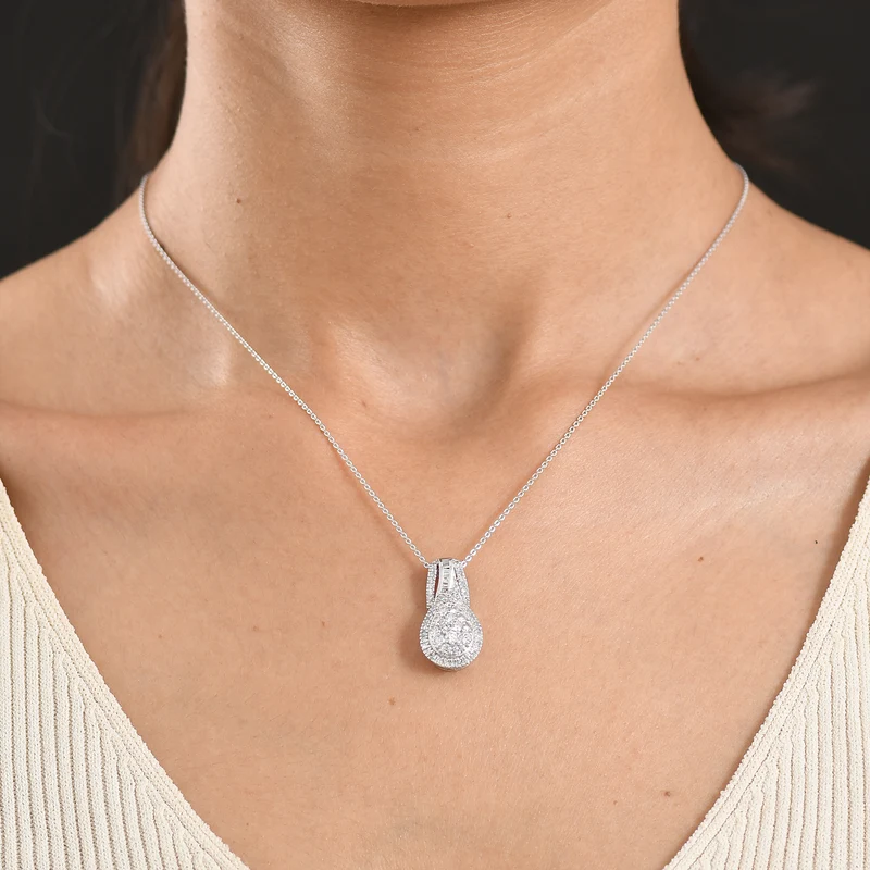 LUXURIANT DIAMOND - Lab Grown Diamant SI-GH SGL zertifiziert Schmuckset ca. 50 cm 925 Silber Rhodiniert ca. 1.00 ct