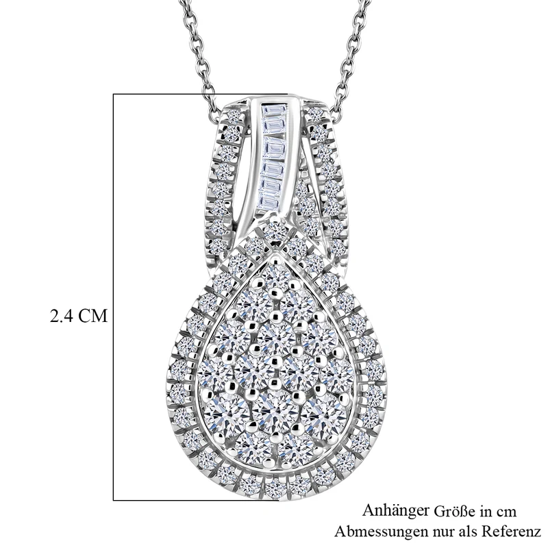 LUXURIANT DIAMOND - Lab Grown Diamant SI-GH SGL zertifiziert Schmuckset ca. 50 cm 925 Silber Rhodiniert ca. 1.00 ct