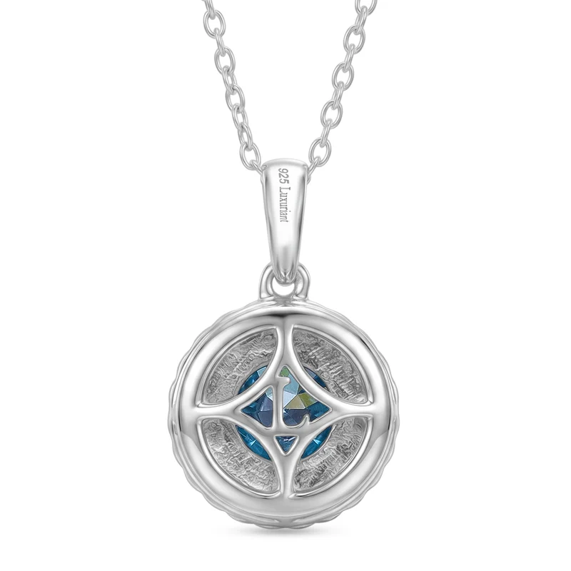 LUXURIANT DIAMOND - Lab Grown Blauer Diamant SI-GH Anhänger mit Kette, ca. 50 cm 925 Silber Rhodiniert ca. 1.78 ct