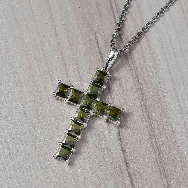D'Joy Lustro Stella Peridot Zirkonia Schmuckset ca. 50 cm 925 Silber und Edelstahl