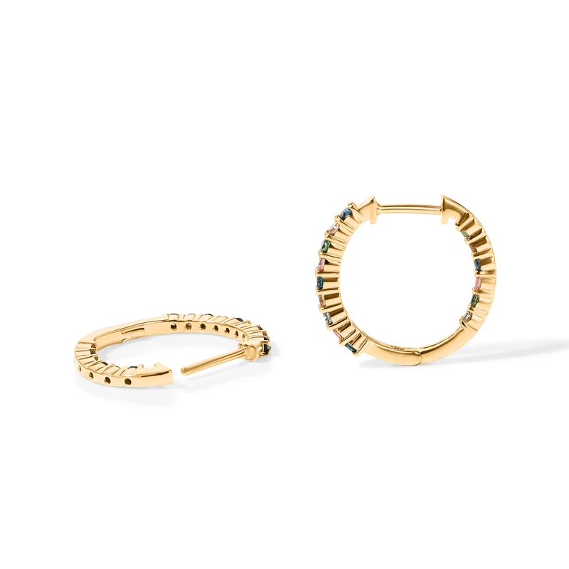 LUXURIANT 1,01 ct. SI mehrfarbige Labor Diamant Ohrringe, 925 Silber 750 Gelbgold Vermeil