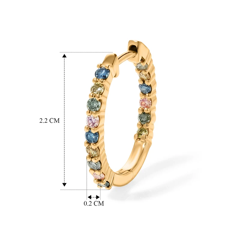 LUXURIANT 1,01 ct. SI mehrfarbige Labor Diamant Ohrringe, 925 Silber 750 Gelbgold Vermeil