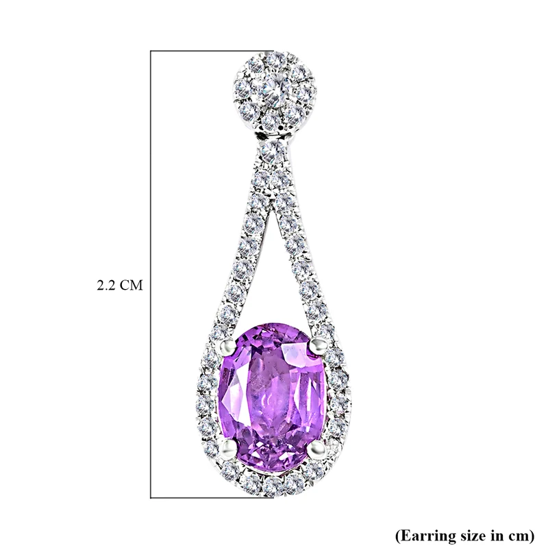 Iliana AAA Lila Saphir, Weißer Diamant AGI zertifiziert Ohrringe 750 Gold ca. 2.10 ct (10-15 Werktage Lieferzeit)
