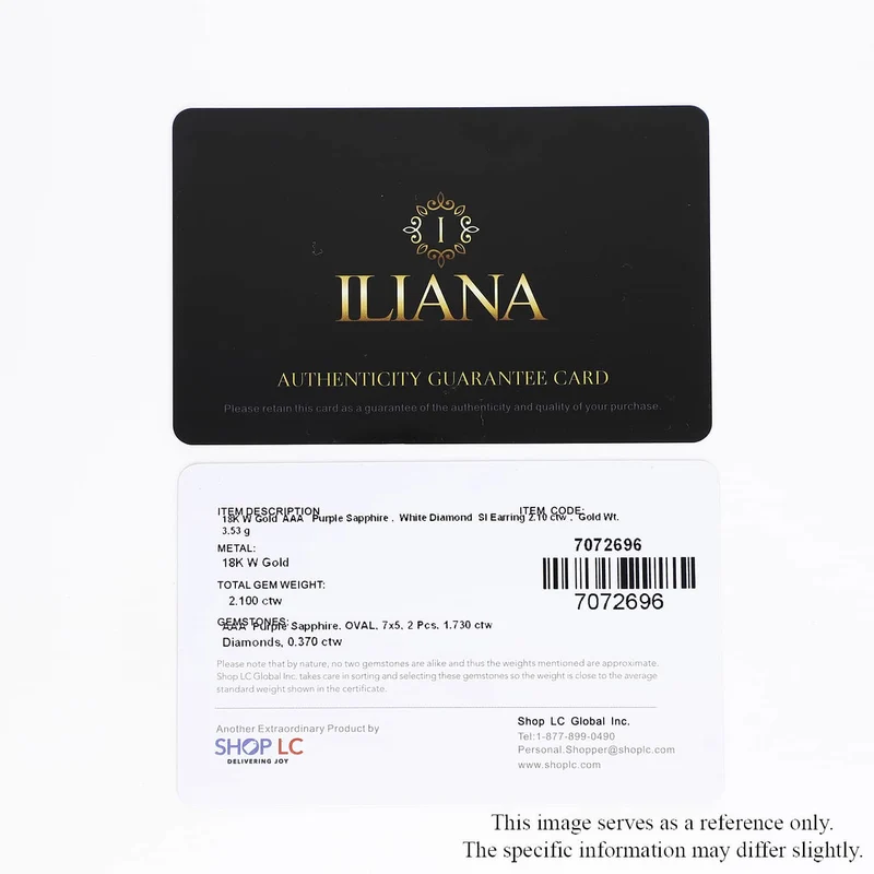 Iliana AAA Lila Saphir, Weißer Diamant AGI zertifiziert Ohrringe 750 Gold ca. 2.10 ct (10-15 Werktage Lieferzeit)