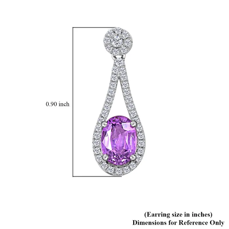 Iliana AAA Lila Saphir, Weißer Diamant AGI zertifiziert Ohrringe 750 Gold ca. 2.10 ct (10-15 Werktage Lieferzeit)