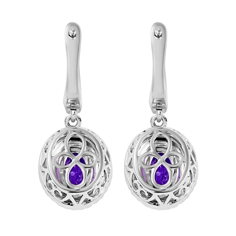 Iliana AAA Lila Saphir, Weißer Diamant AGI zertifiziert Ohrringe 750 Gold ca. 2.10 ct (10-15 Werktage Lieferzeit)