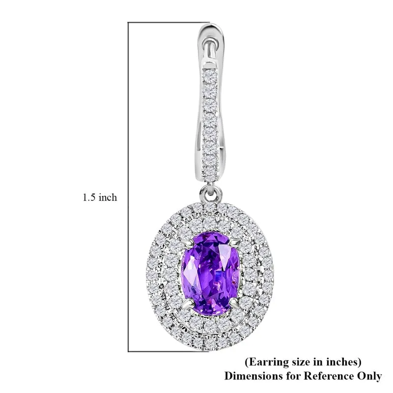 Iliana AAA Lila Saphir, Weißer Diamant AGI zertifiziert Ohrringe 750 Gold ca. 2.10 ct (10-15 Werktage Lieferzeit)