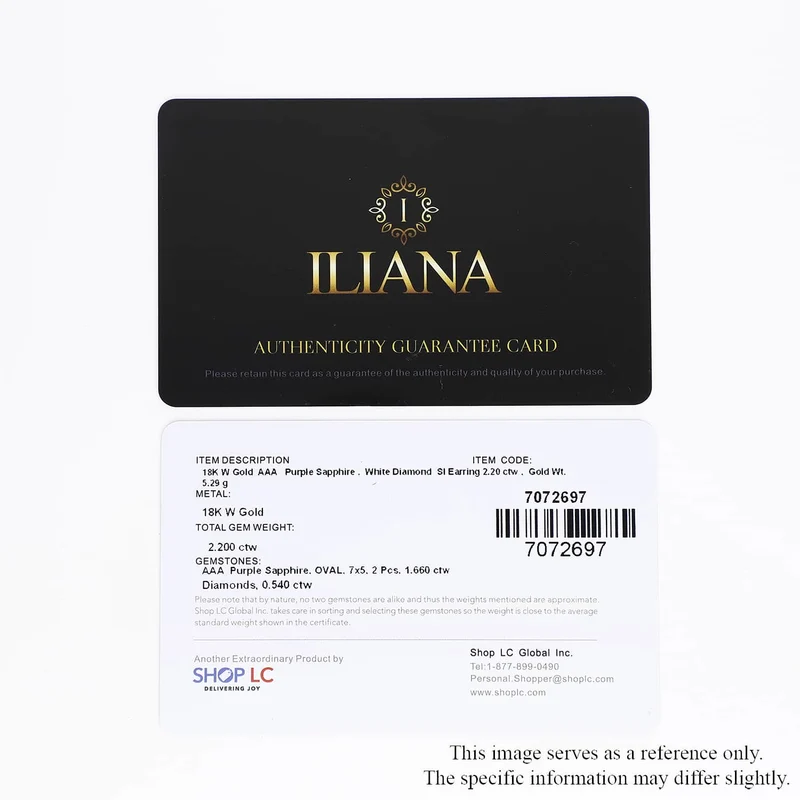 Iliana AAA Lila Saphir, Weißer Diamant AGI zertifiziert Ohrringe 750 Gold ca. 2.10 ct (10-15 Werktage Lieferzeit)