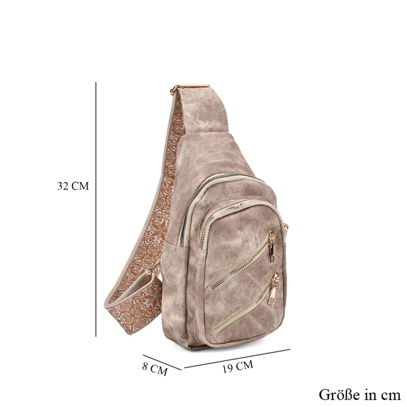Crossbody-Slingbag aus Nylon mit RFID-Schutz, ca. 19 x 8 x 32 cm, verstellbarer Trageriemen, rosa