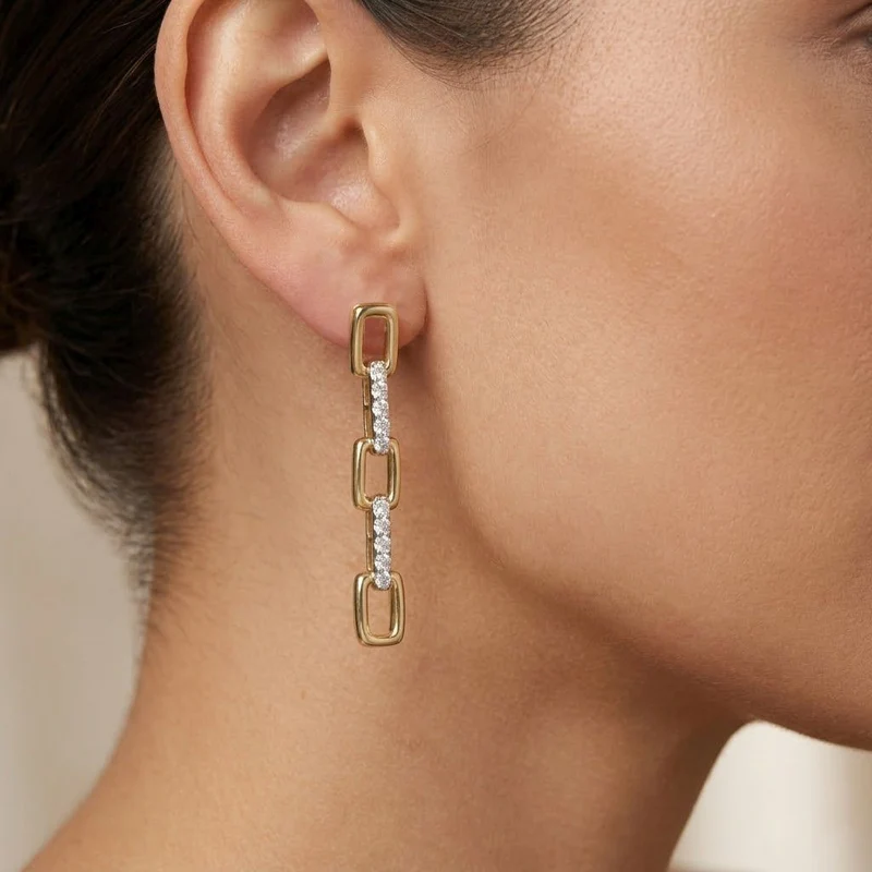 LUXURIANT 0,26 ct. SGL zertifizierte SI-GH Labor Diamant Ohrringe, 925 Silber 750 Gelbgold Vermeil