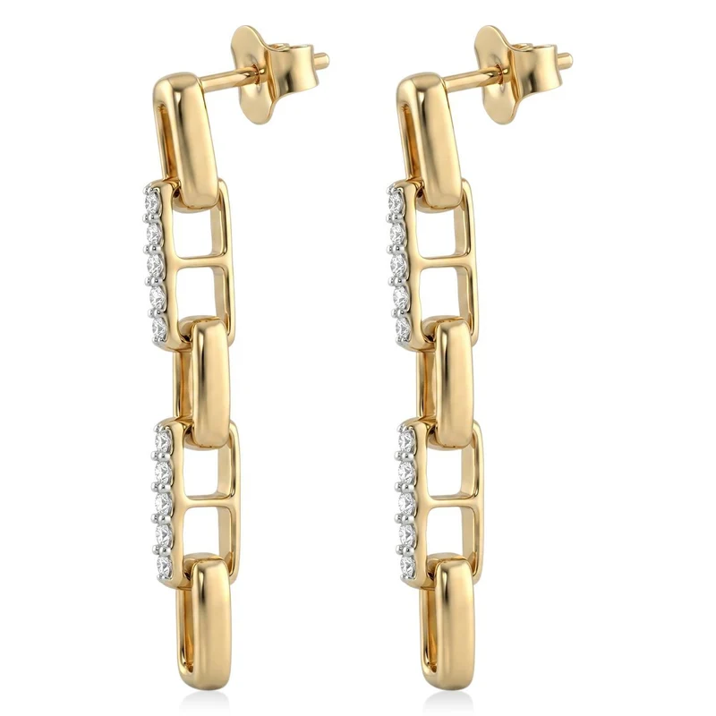 LUXURIANT 0,26 ct. SGL zertifizierte SI-GH Labor Diamant Ohrringe, 925 Silber 750 Gelbgold Vermeil