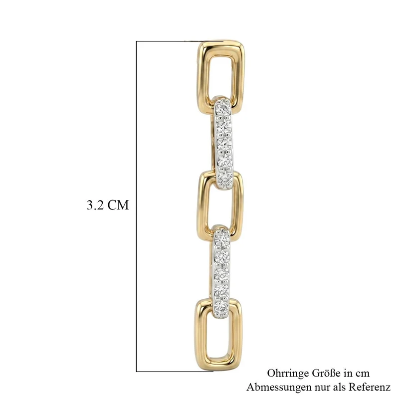 LUXURIANT 0,26 ct. SGL zertifizierte SI-GH Labor Diamant Ohrringe, 925 Silber 750 Gelbgold Vermeil