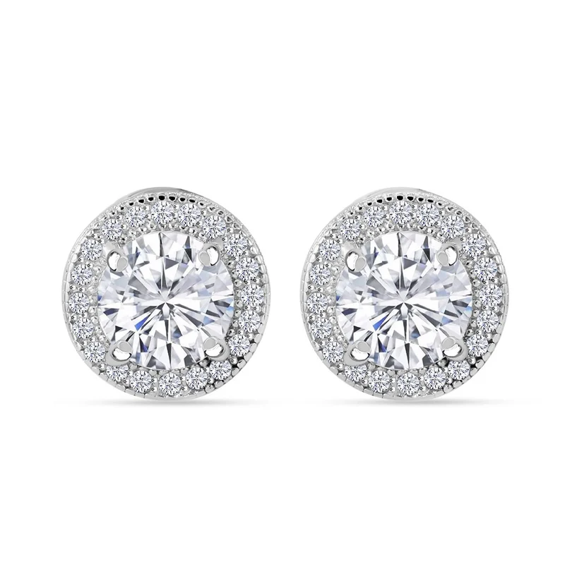 LUSTRO STELLA - 2er Set Weißer Zirkonia Schmuckset, 925 Silber rhodiniert