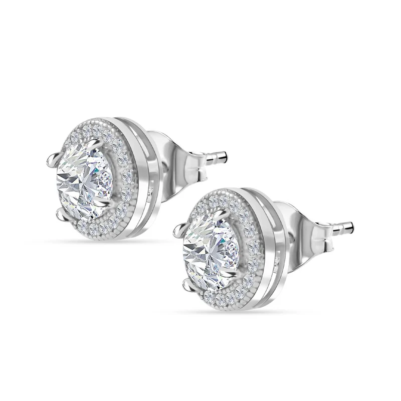 LUSTRO STELLA - 2er Set Weißer Zirkonia Schmuckset, 925 Silber rhodiniert