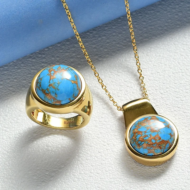 EVER TRUE AAA Grünes Türkis Schmuckset ca. 50 cm (Größe 21) ca. 30,00 ct.