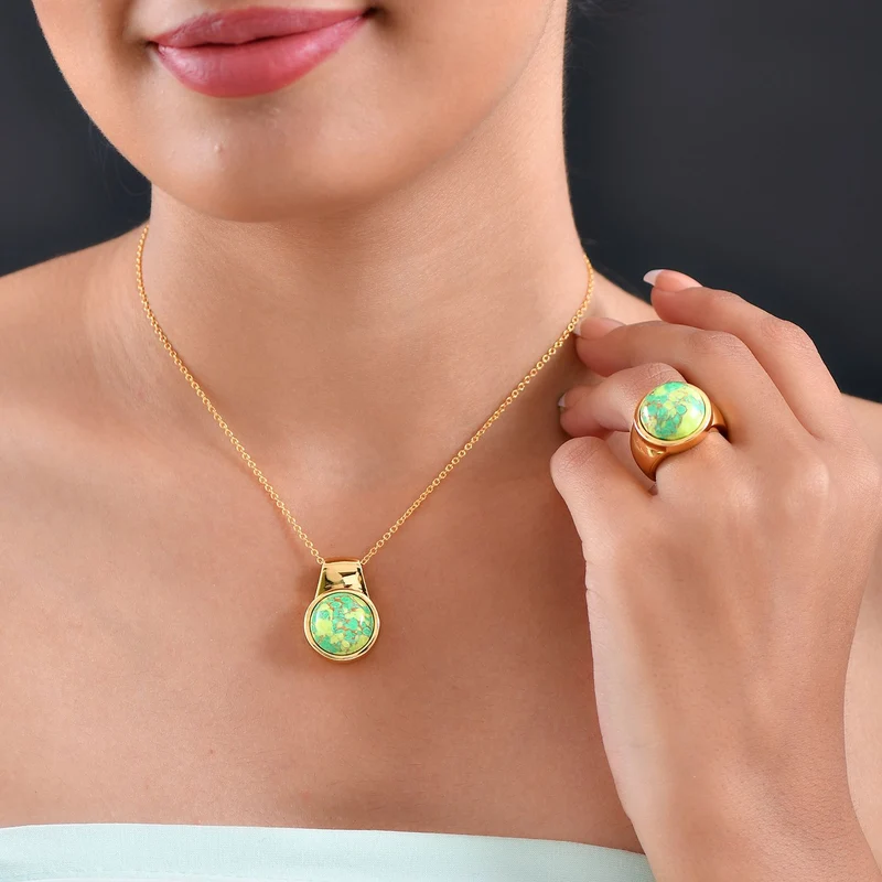 EVER TRUE AAA Grünes Türkis Schmuckset ca. 50 cm (Größe 21) ca. 30,00 ct.