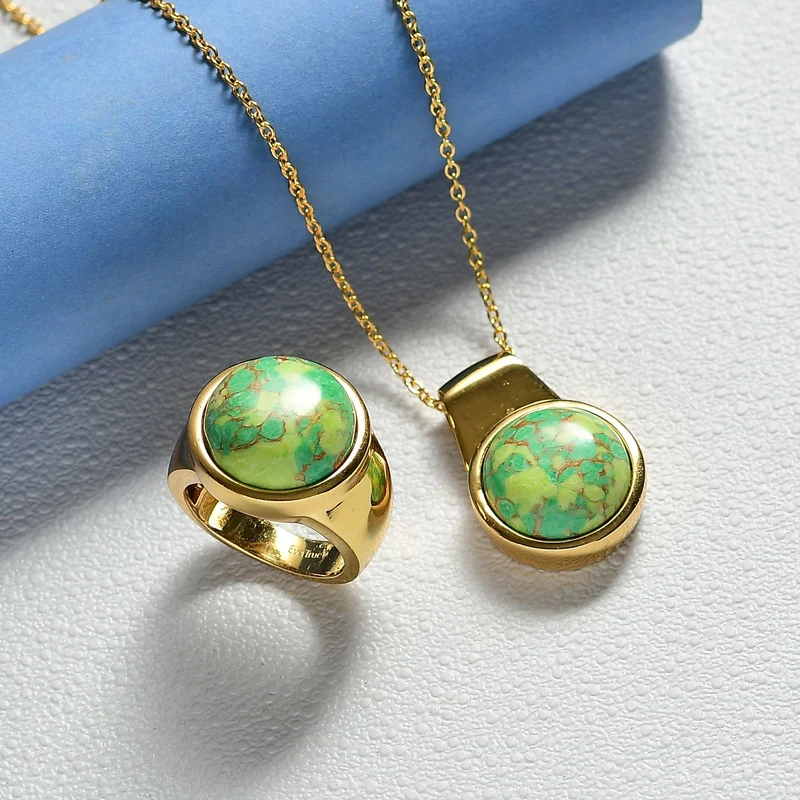EVER TRUE AAA Grünes Türkis Schmuckset ca. 50 cm (Größe 21) ca. 30,00 ct.