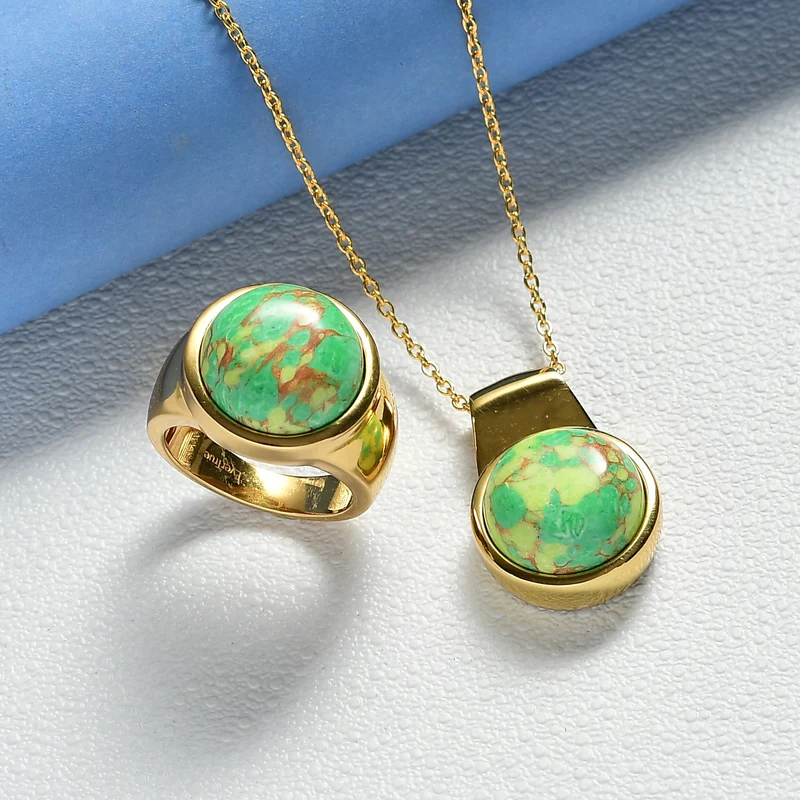EVER TRUE AAA Grünes Türkis Schmuckset ca. 50 cm (Größe 21) ca. 30,00 ct.