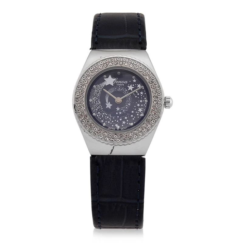 GENOA - J Francis gefertigt mit SWAROVSKI Weißer Swarovski Kristall Uhren 23 cm Reine Legierung