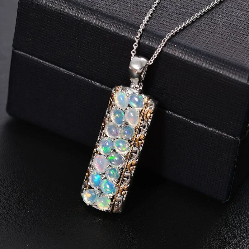 Natürlicher, äthiopischer Welo Opal Schmuckset 925 Silber rhodiniert ca. 1.51 ct