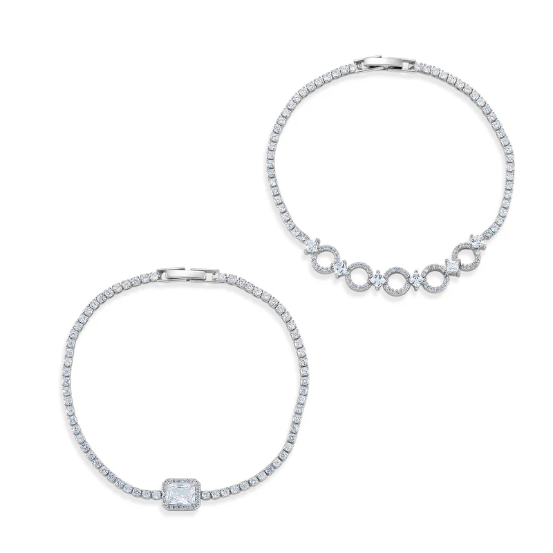 Weißer Zirkonia Schmuckset Nickelfreies Messing