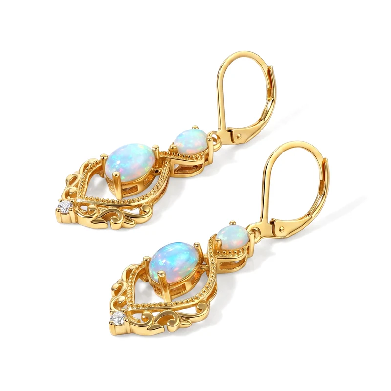 EVER TRUE AA Natürlicher, äthiopischer Welo Opal Ohrringe 950 Kupfer ca. 1.74 ct