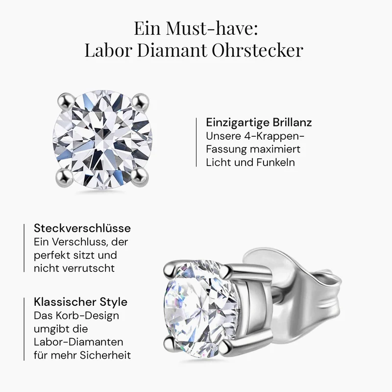 LUXURIANT 0,33 ct. VS-GH Labor Diamant Ohrringe, 925 Silber Gelbgold Vermeil