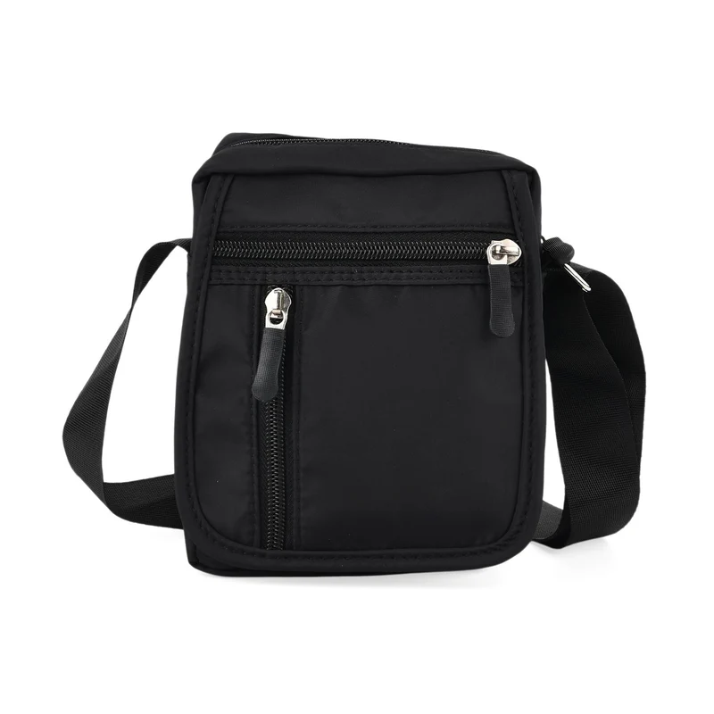 Umhängetasche mit mehreren Reißverschlussfächern und RFID-Schutz, Größe 12,5x6x16 cm, Rosenrot