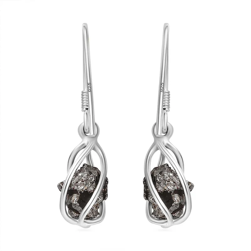 Meteorit Ohrringe 925 Silber rhodiniert ca. 16.77 ct