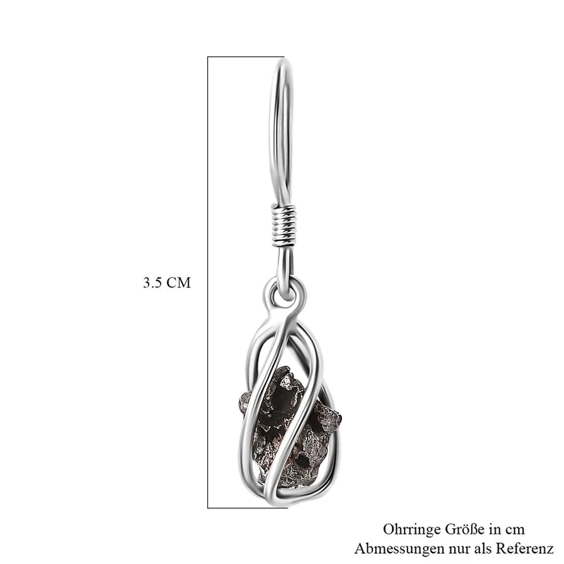 Meteorit Ohrringe 925 Silber rhodiniert ca. 16.77 ct